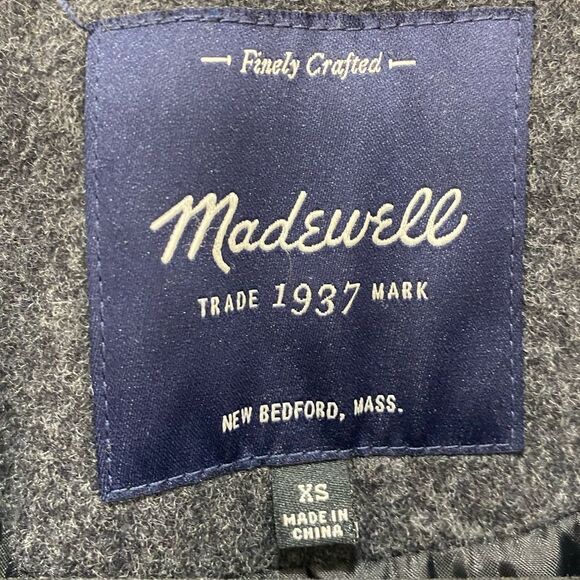 Madewell grey button front peacoat, size x small - Picture 2 of 16